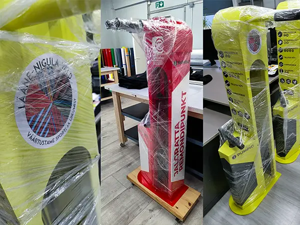 Transpordiks kaitsekilesse pakitud Pumpicu jalgrattahoolduspunktid